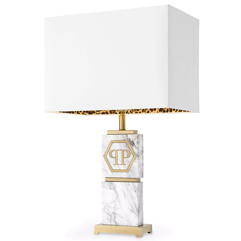 Настольная лампа Philipp Plein Table Lamp King Белый Мрамор Bianco Золотой Белый в Перми | Loft Concept 