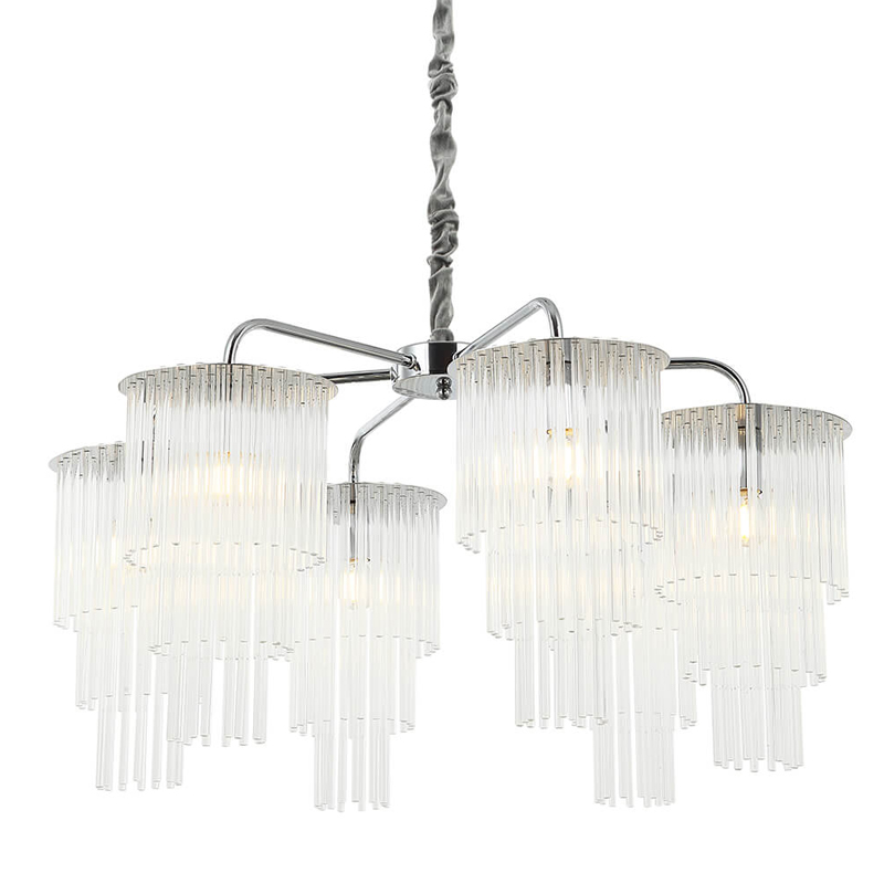 Люстра Harrison Chandelier chrome 6 lamp Хром Прозрачный в Перми | Loft Concept 