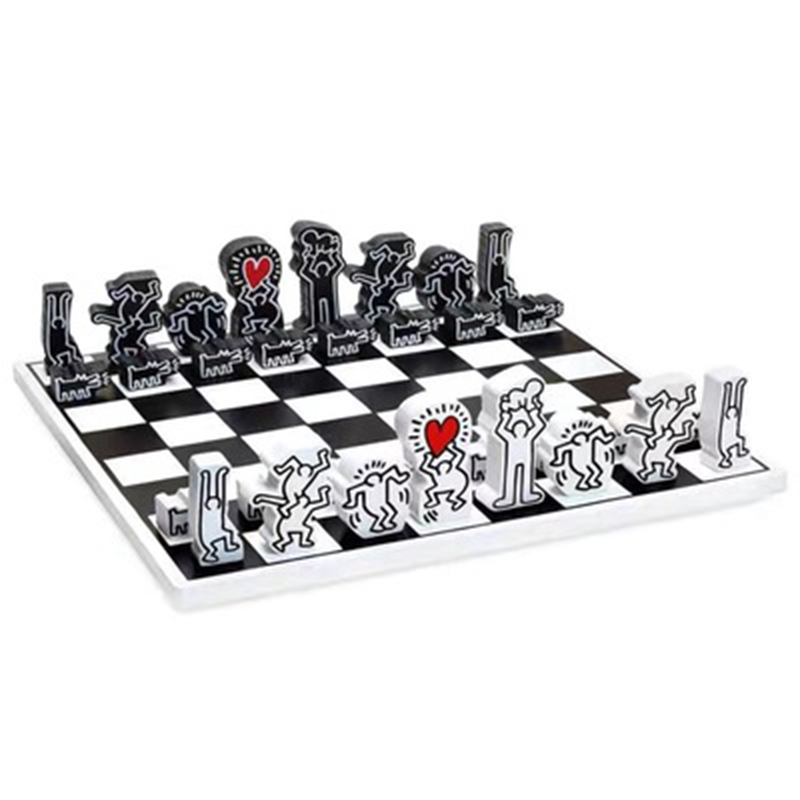 Деревянный шахматный набор Keith Haring Chess Set Белый Черный Красный в Перми | Loft Concept 