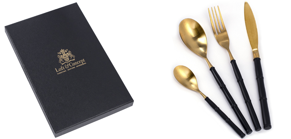 Столовые приборы Bamboo Gold and Black Столовые приборы Bamboo Gold and Black - Loft-Concept в Перми