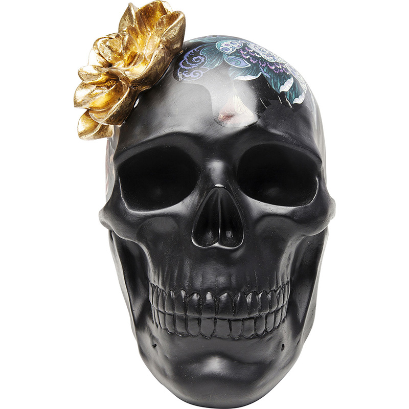 Статуэтка Skull with flowers Черный в Перми | Loft Concept 