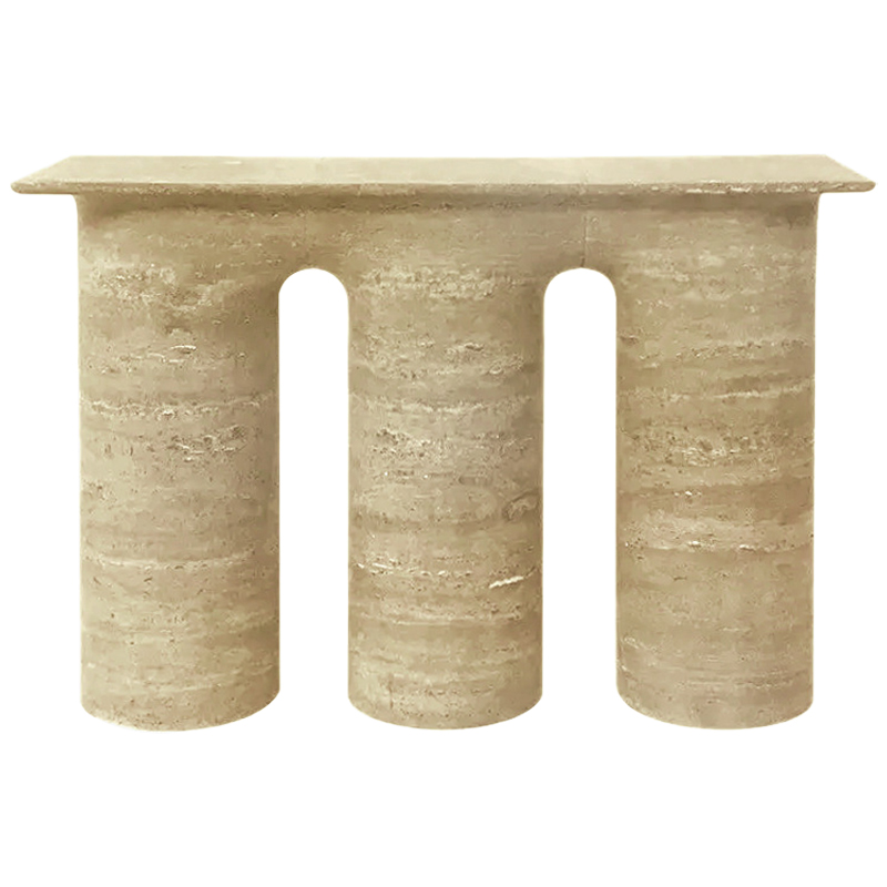 Консоль Three Columns Marble Travertine Console Песочный Коричневый в Перми | Loft Concept 