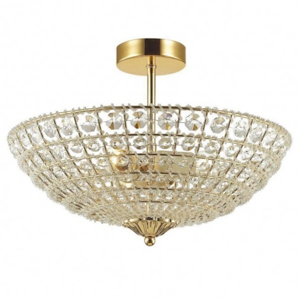 Потолочный светильник Casbah Crystal Top Lamp 3 Gold Прозрачный Глянцевое золото в Перми | Loft Concept 