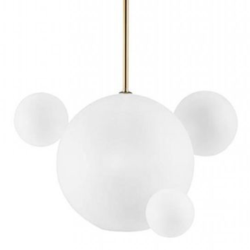 Светильник Giopato & Coombes Bollr Pendant 4 BUBBLE LAMP матовое белое стекло Белый Золотой в Перми | Loft Concept 