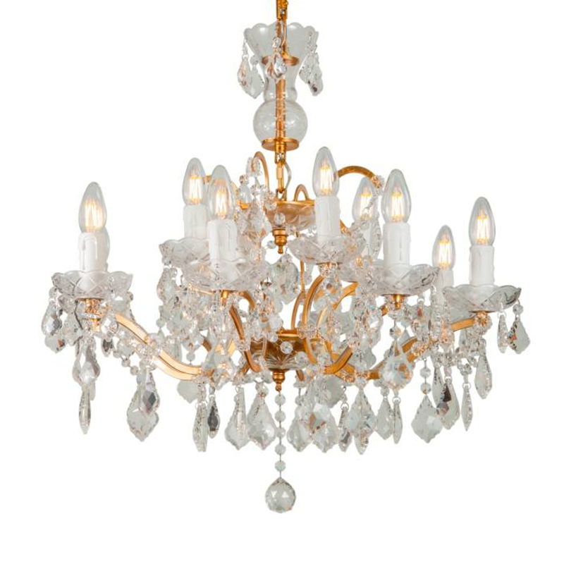 Люстра 19th c. Rococo IRON & CLEAR CRYSTAL GOLD Chandelier Прозрачное Стекло Золотой в Перми | Loft Concept 