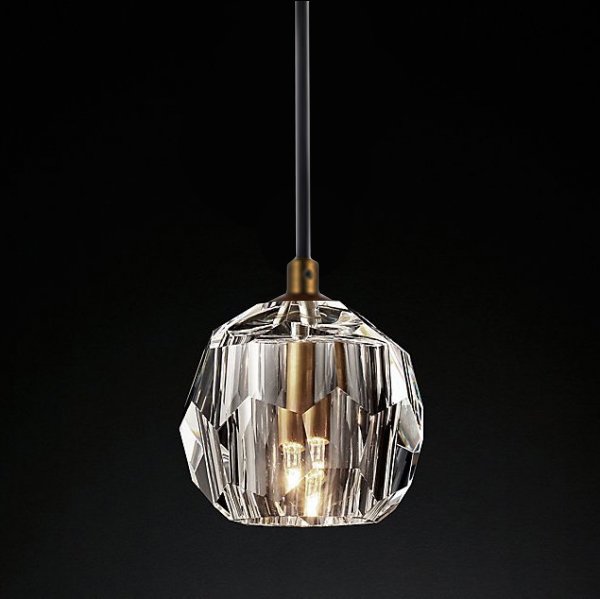 Подвесной светильник RH Boule De Cristal Single Rod Pendant Brass Латунь в Перми | Loft Concept 