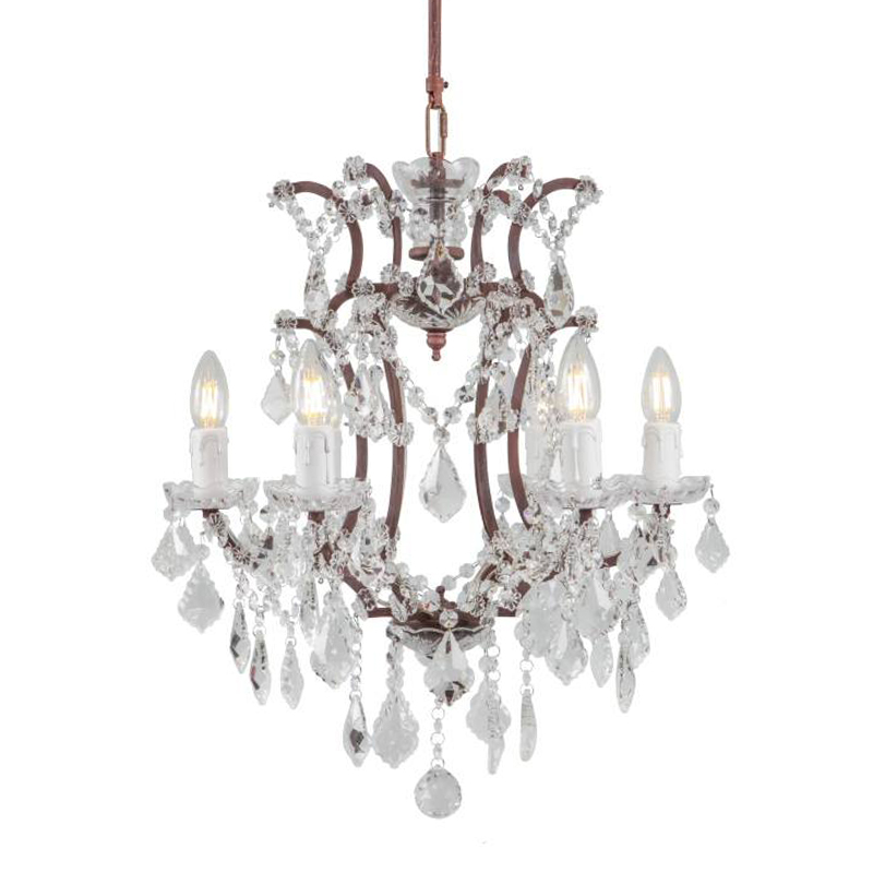 Люстра 19th c. Rococo IRON & CLEAR CRYSTAL Brown Chandelier 6 Коричневый винтаж Прозрачное Стекло в Перми | Loft Concept 