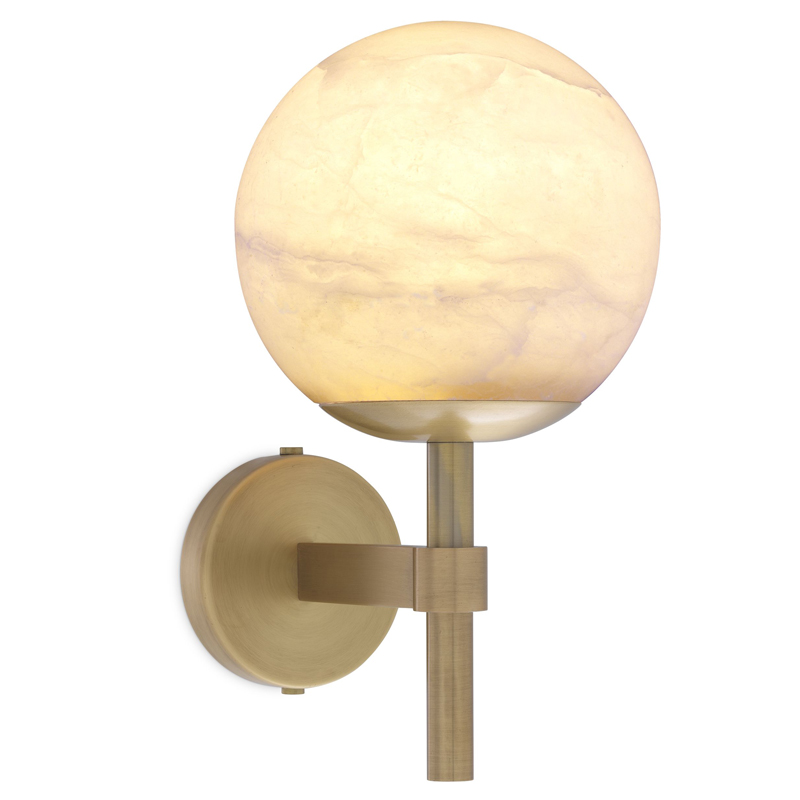 Бра Eichholtz Wall Lamp Jade alabaster Латунь Античная полированная Белый в Перми | Loft Concept 