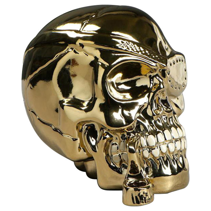 Статуэтка Golden Skull with Pipe Золотой в Перми | Loft Concept 