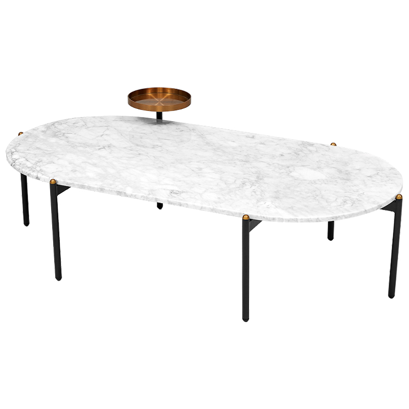 Кофейный стол с белой каменной столешницей Macias Coffee Table White Белый Черный Медь в Перми | Loft Concept 