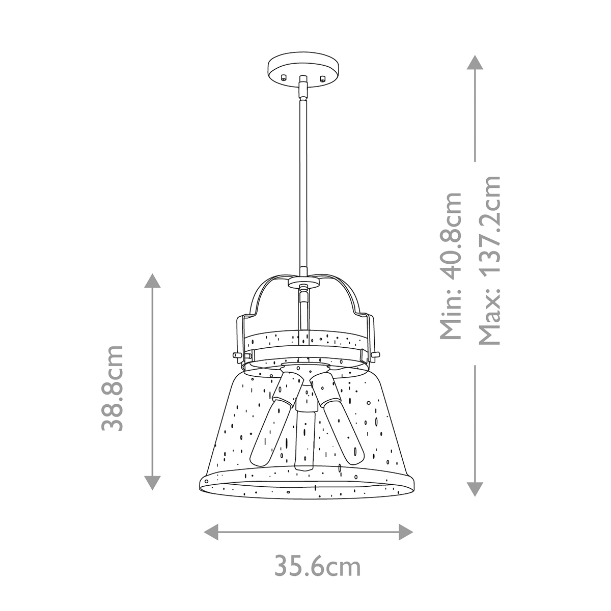 Подвесной светильник с прозрачным стеклянным плафоном в форме колокола с эффектом пузырьков и тремя лампами Quoizel в Перми