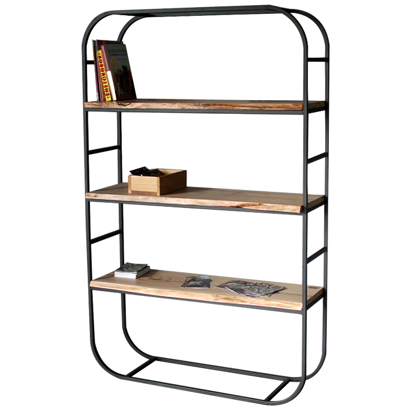 Стеллаж Jensen Industrial Metal Rust Rack Черный Светлый дуб в Перми | Loft Concept 