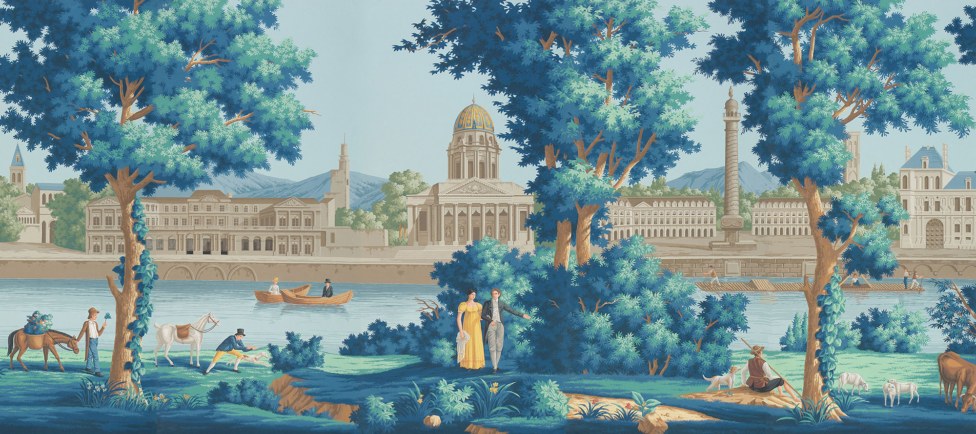 Обои ручная роспись Monuments of Paris Jacquemart on scenic paper Обои ручная роспись Monuments of Paris Jacquemart on scenic paper - постер Loft-Concept в Перми