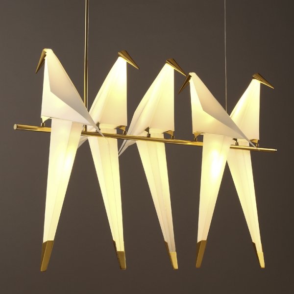 Люстра Origami Bird Chandelier Line 5 Бежево-серый Золотой в Перми | Loft Concept 