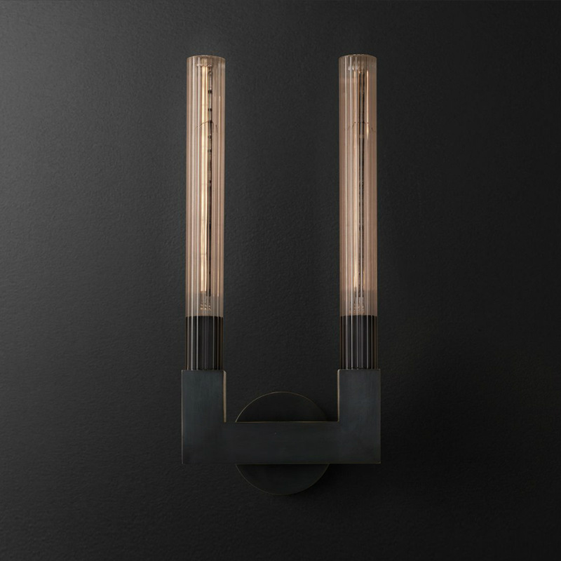 Бра RH CANNELLE wall lamp DOUBLE Sconces Black Черный Прозрачное Стекло в Перми | Loft Concept 