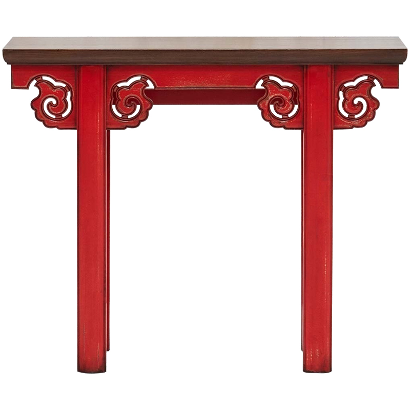 Деревянная консоль в китайском стиле красная Tang Console Table Красный Коричневый в Перми | Loft Concept 