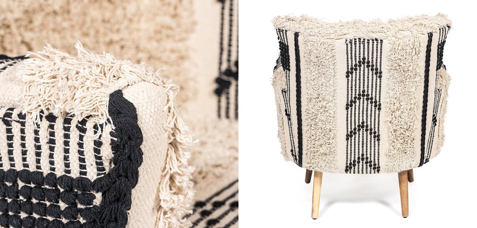 Кресло KELIM Pattern black and white Chair - фото №1