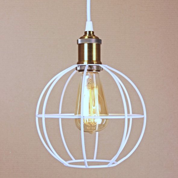 Подвесной светильник Wire Cage Pendant Ball White Белый в Перми | Loft Concept 