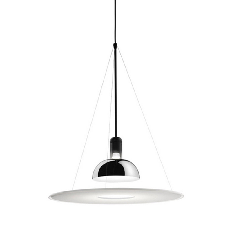 Подвесной светильник Flos Frisbi Lamp Сталь Белое матовое стекло в Перми | Loft Concept 