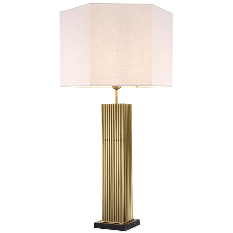 Настольная лампа Eichholtz Table Lamp Viggo Brass Латунь Белый в Перми | Loft Concept 