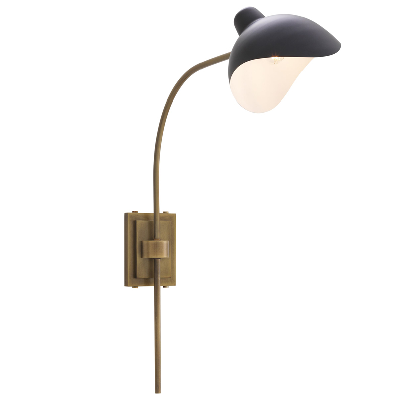 Бра Eichholtz Wall Lamp Pelham Brass Черный Латунь Античная полированная в Перми | Loft Concept 