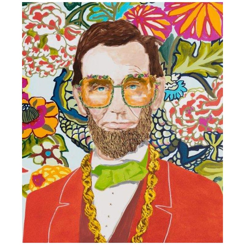 Картина Abe Lincoln with Donkey Chain, Floral Wallpaper, and Red Jacket Мульти в Перми | Loft Concept 