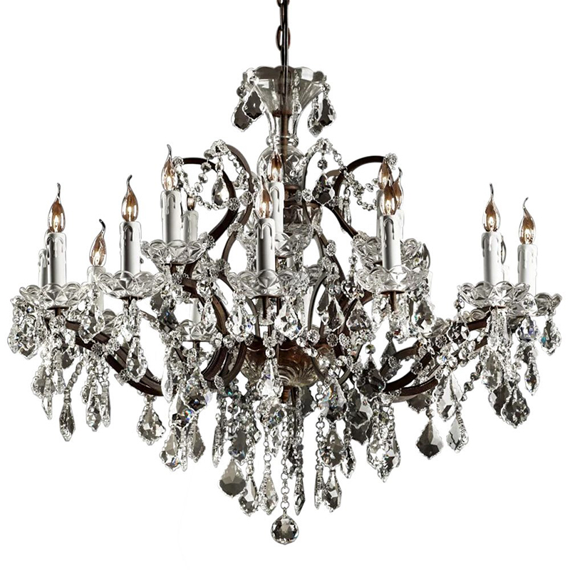 Люстра 19th c. Rococo IRON & CLEAR CRYSTAL Brown Chandelier 18 Прозрачное Стекло Коричневый винтаж в Перми | Loft Concept 