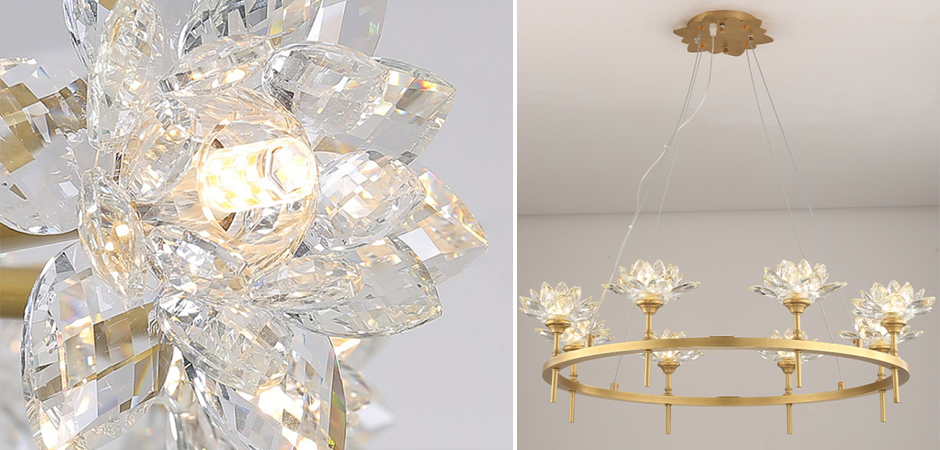 Люстра Хрустальные Цветы Лотоса Lotus flower Clear Glass lamp 8 Люстра Хрустальные Цветы Лотоса Lotus flower Clear Glass lamp 8 - Loft-Concept в Перми