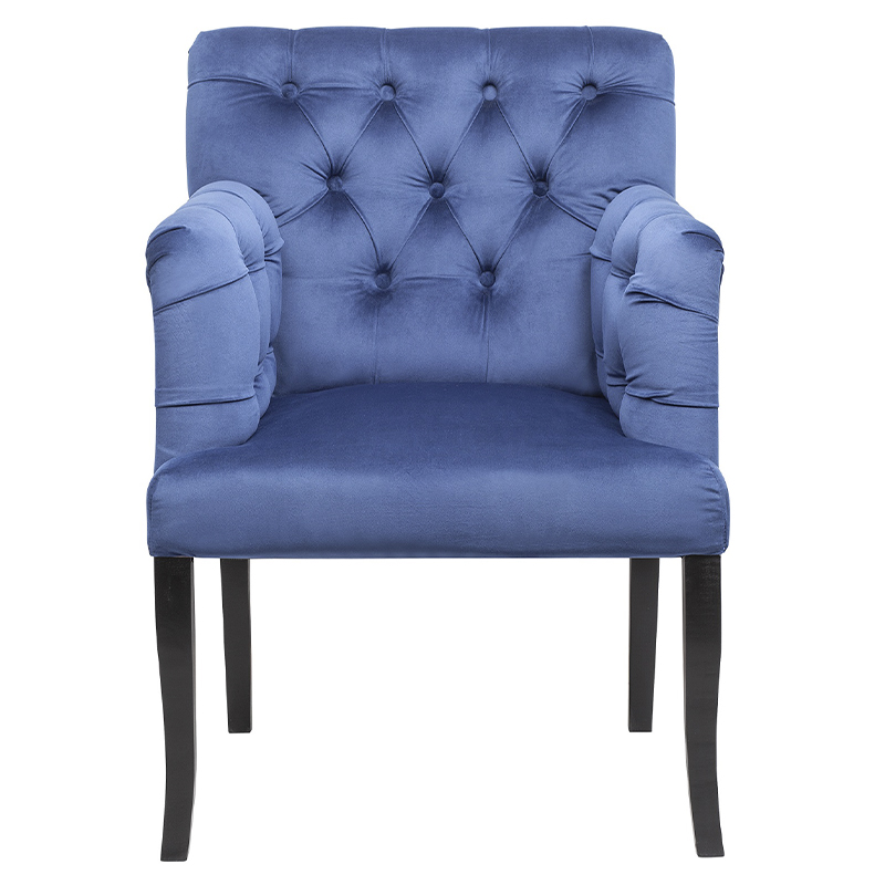 Кресло Addison Chic Armchair deep blue velour Синий Черный в Перми | Loft Concept 