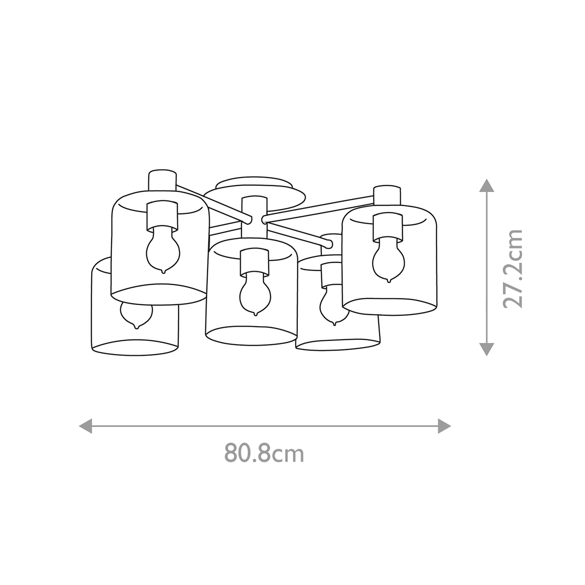 Потолочный светильник цвета латунь с пятью прозрачными цилиндрическими плафонами Hinkley в Перми