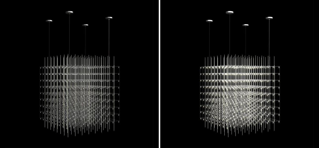 Светодиодная Люстра Куб Universe Square Glass by Quasar 80 см - фото