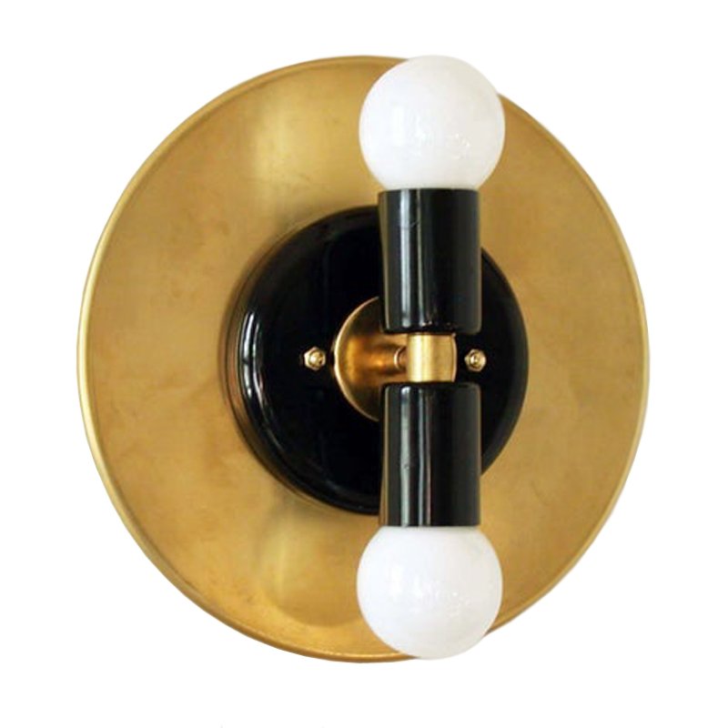 Modern Wall Double Sconce Gold Black Глянцевое золото Черный в Перми | Loft Concept 