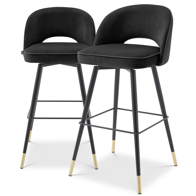 Комплект барных стульев Eichholtz Bar Stool Cliff set of 2 black Черный Латунь в Перми | Loft Concept 