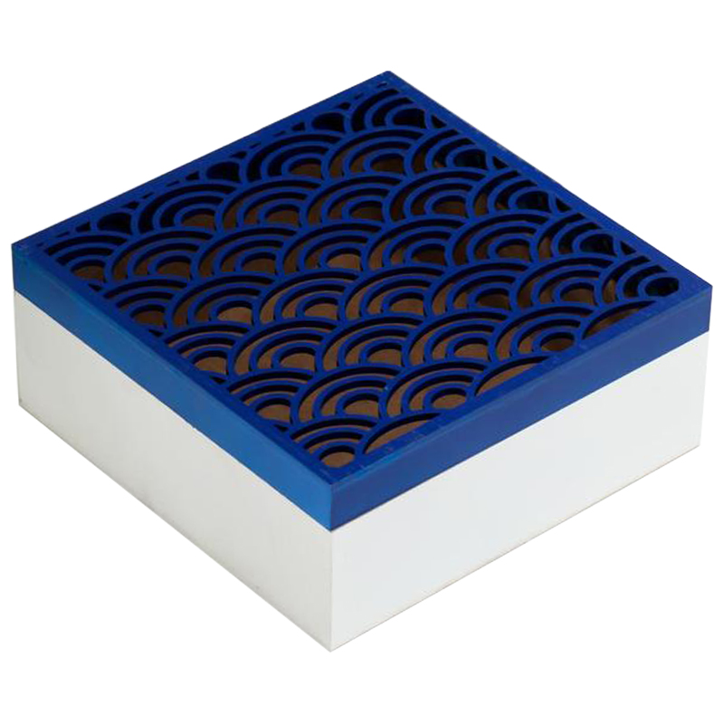 Шкатулка Deep Blue Scales Pattern Box Белый Синий в Перми | Loft Concept 