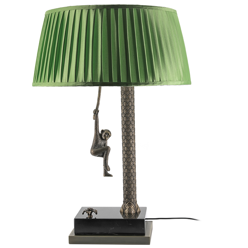 Настольная лампа Джунгли Table Lamp Jungle Green Латунь Античная полированная Черный Мрамор Nero Зеленый в Перми | Loft Concept 