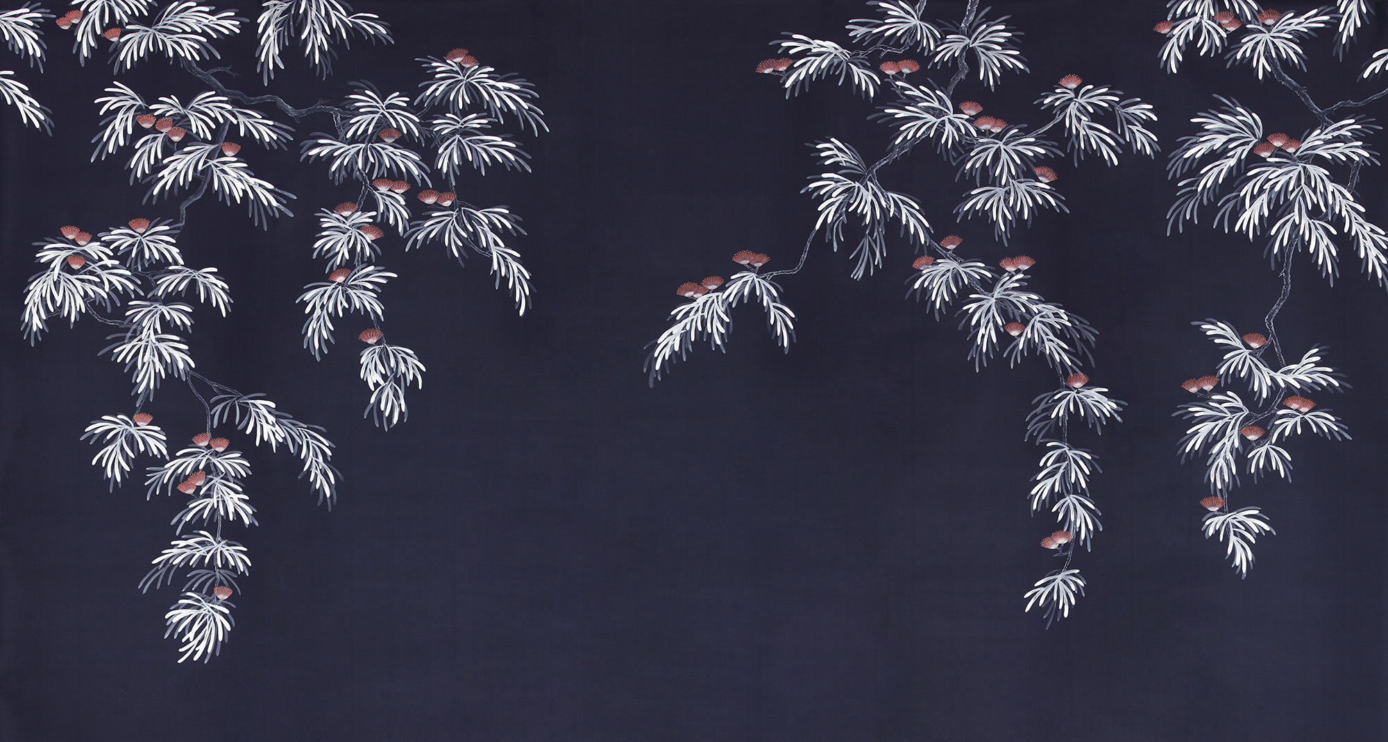 Обои ручная роспись Silk Tree Special Colourway on Empire Blue dyed silk Обои ручная роспись Silk Tree Special Colourway on Empire Blue dyed silk - постер Loft-Concept в Перми