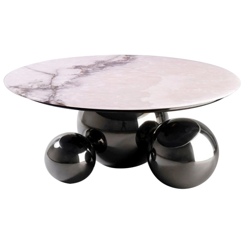 Кофейный стол Ball Metal Graphite Coffee Table Графит Белый Мрамор Bianco в Перми | Loft Concept 