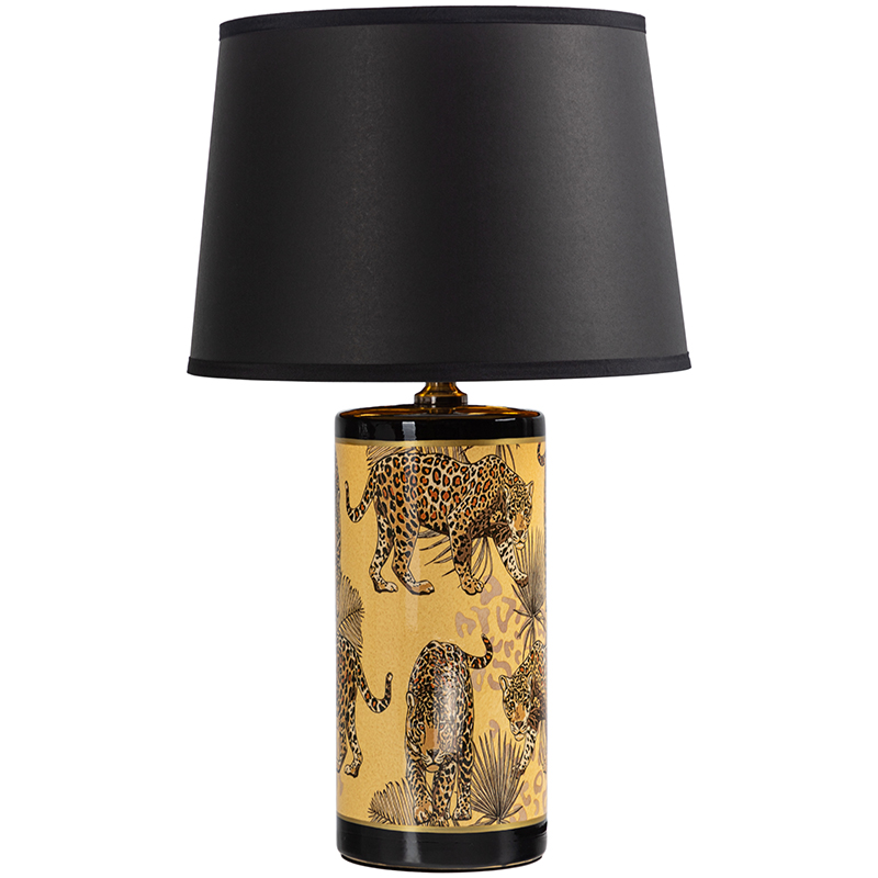 Настольная лампа с абажуром Leopard Lampshade Black Желтый Черный в Перми | Loft Concept 