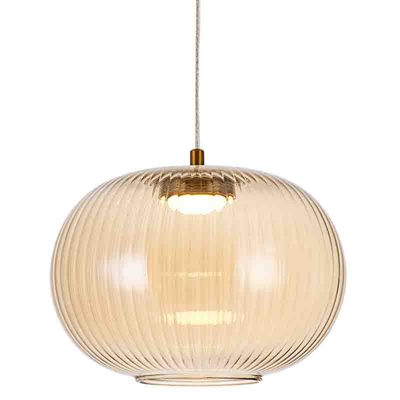 Подвесной светильник с янтарным рифленым стеклянным плафоном Ferm Living Янтарный Латунь Подвесной светильник с янтарным рифленым стеклянным плафоном Ferm Living Янтарный Латунь в Перми | Loft Concept