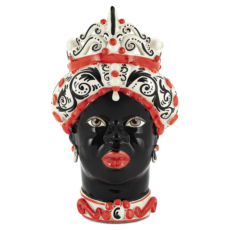 Ваза VASE MORO LADY MEDIUM black and red Черный Белый Красный в Перми | Loft Concept 