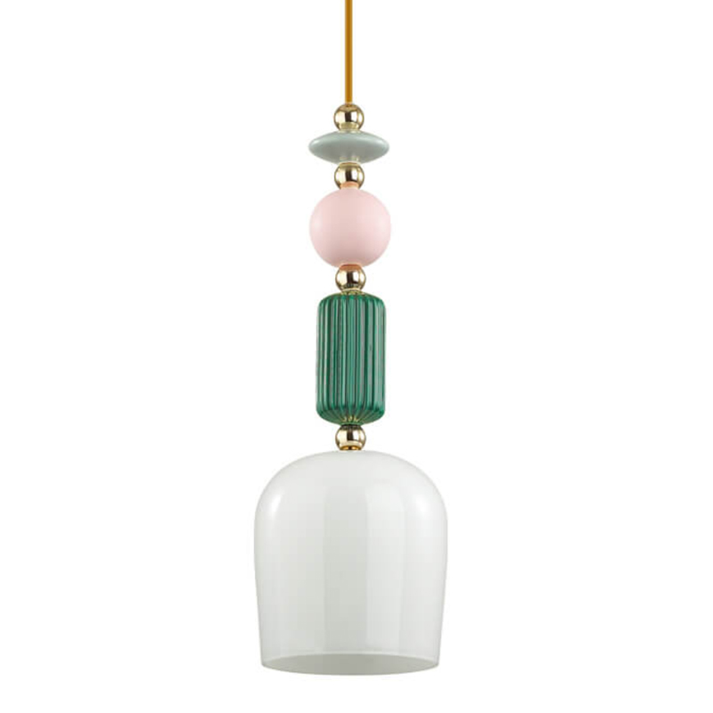 Подвесной светильник Iris hanging lamp candy green Белое матовое стекло Розовый пастельный Зеленый в Перми | Loft Concept 