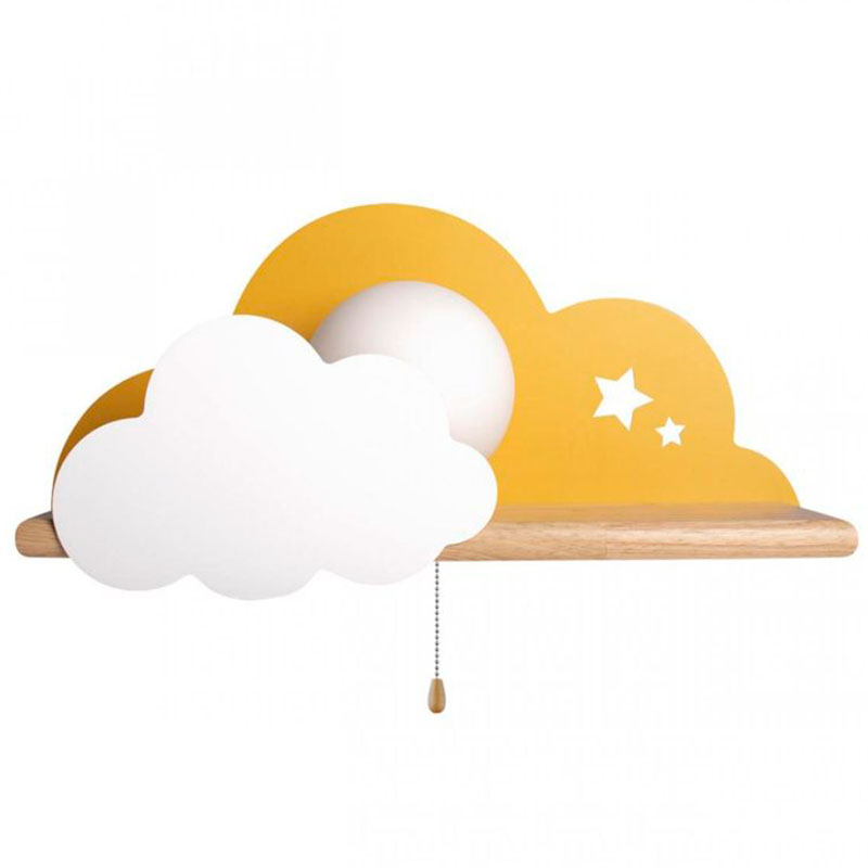 Бра с полкой желтое Облако Wall Lamp Yellow Cloud Желтый Древесина в Перми | Loft Concept 