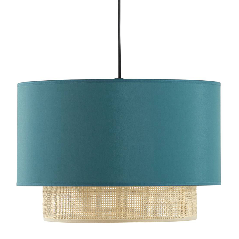 Подвесной светильник Ottar Wicker Turquoise lampshade Бежевый Бирюзовый в Перми | Loft Concept 