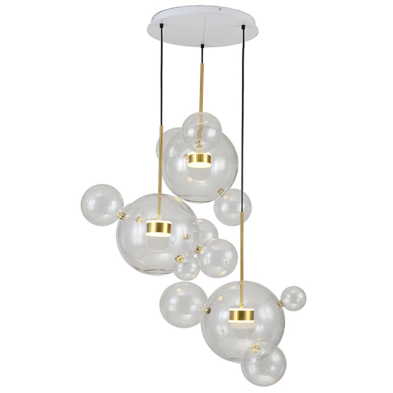 Люстра Bolle Circular Chandelier 14 BUBBLE Giopato & Coombes Прозрачный (Transparent) Латунь в Перми | Loft Concept 