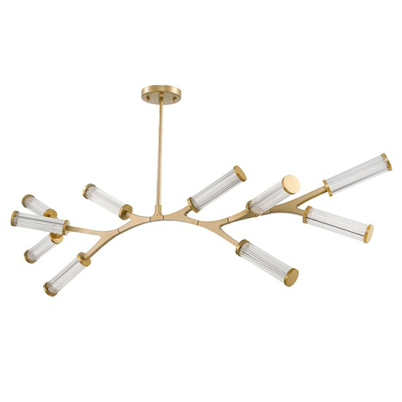 Люстра Cylinder Branches Chandelier Gold 10 Золотой Прозрачный в Перми | Loft Concept 