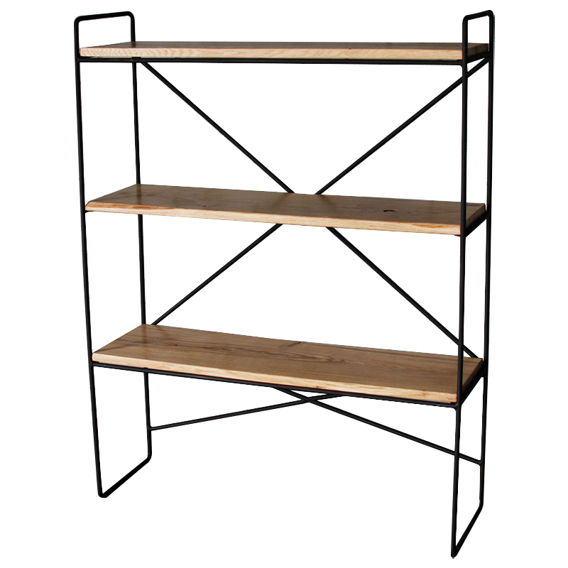 Стеллаж Ridley Industrial Metal Rust Rack Черный Светлый дуб в Перми | Loft Concept 