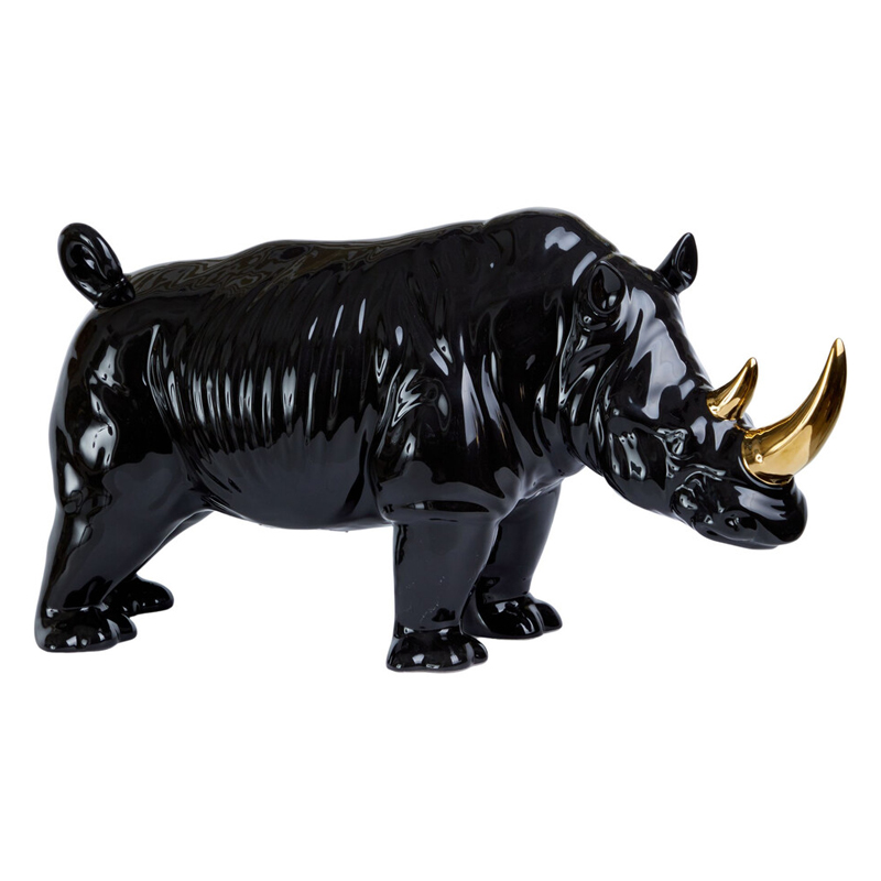 Статуэтка черный носорог с золотыми рогами Golden Horned Black Rhino Черный Золотой Статуэтка черный носорог с золотыми рогами Golden Horned Black Rhino Черный Золотой в Перми | Loft Concept