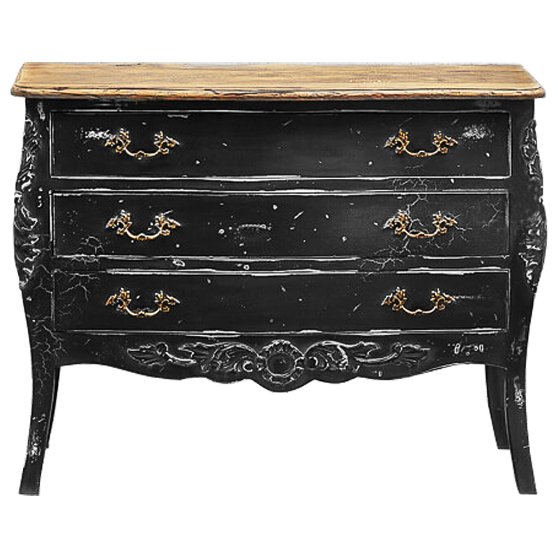 Комод в стиле прованс Carved Black Vintage Commode Черный Коричневый Винтажный черный в Перми | Loft Concept 