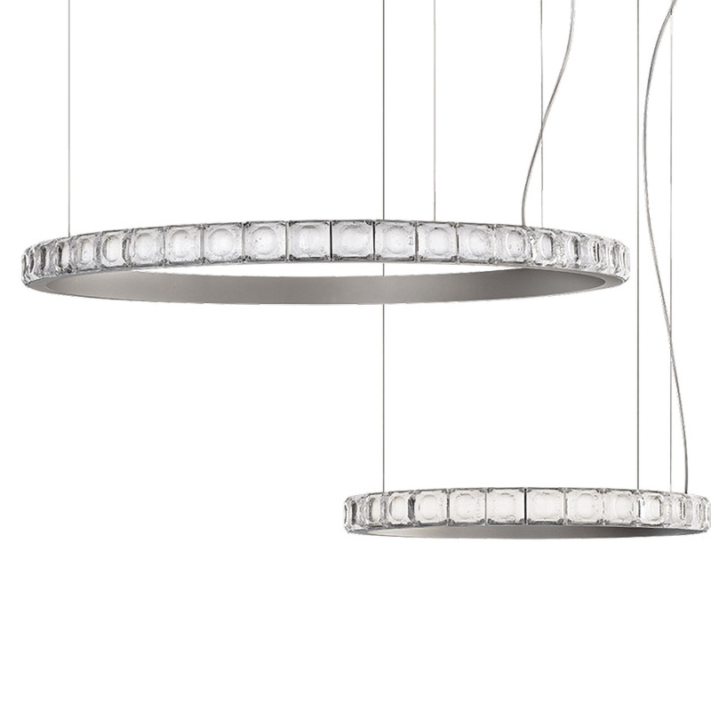 Люстра Ring horizontal silver chandelier Прозрачный Серебряный в Перми | Loft Concept 