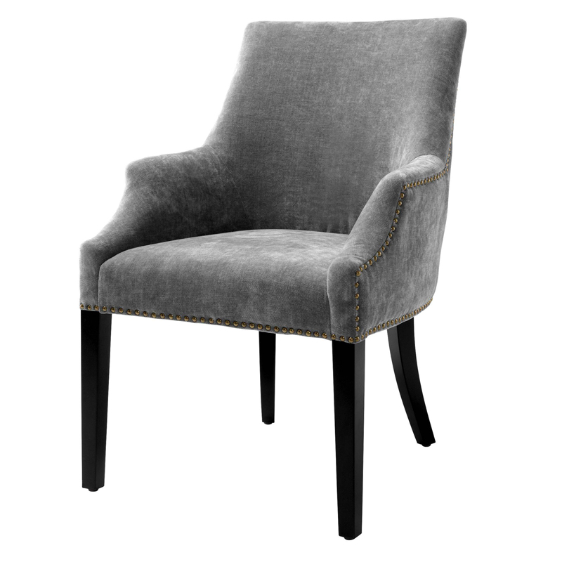 Стул Eichholtz Dining Chair Legacy grey Серый Черный Латунь Античная полированная в Перми | Loft Concept 